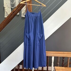 madewell linen blend cami midi dress